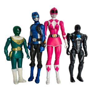 Mighty Morphin Power Rangers Action Figures Set Of 4 Pink Green Blue Black Posea